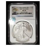 2012 AMERICAN SILVER EAGLE NC MS70