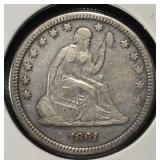 1861 LIBERTY SEATED QUARTER