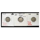 (3) 1865 3-CENT NICKELS