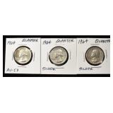 (2)1964, (1)1964-D 90% SILVER WASHINGTON QUARTERS