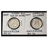 2009 P&D WASHINGTON QUARTERS WITH GOLD PLATE