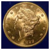 1899 $20 GOLD LIBERTY CH BU