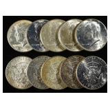 (10) KENNEDY HALF DOLLARS 90% SILVER