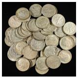 (50) ROOSEVELT DIMES 90% SILVER