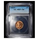1955-S WHEAT CENT ICG MS67