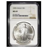 1995 AMERICAN SILVER EAGLE NGC MS69