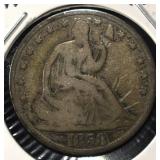 1858-O SEATED LIBERTY HALF DOLLAR