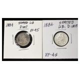 (2) 1884 SEATED LIBERTY DIMES