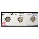 1865, 1866, & 1867 3-CENT NICKELS