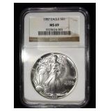 1987 AMERICAN SILVER EAGLE NGC MS69