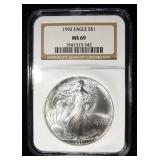 1993 AMERICAN SILVER EAGLE NGC MS69