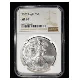 2020 AMERICAN SILVER EAGLE NGC MS69