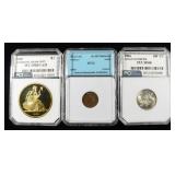 (3) MIXED GRADED COINS