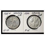 1935-S & 1936 WALKING LIBERTY HALF DOLLARS