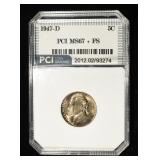 1947-D JEFFERSON NICKEL PCI SUPERB GEM BU FS