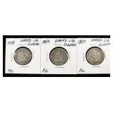 1838, 1854-O, & 1857 LIBERTY SEATED QUARTERS