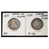 1858 & 1857 LIBERTY SEATED QUARTERS