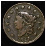 1827 CORONET HEAD CENT