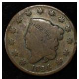 1824 CORONET HEAD CENT