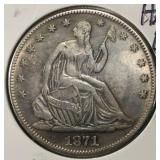 1871-CC SEATED LIBERTY HALF DOLLAR