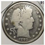 1892 BARBER HALF DOLLAR