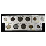 (11) MIXED FOREIGN COINS WITH SOME SILVER
