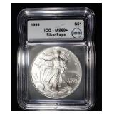 1999 AMERICAN SILVER EAGLE ICG MS69+