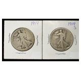 1919-P&S WALKING LIBERTY HALF DOLLARS