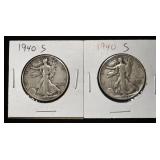 (2) 1940-S WALKING LIBERTY HALF DOLLARS