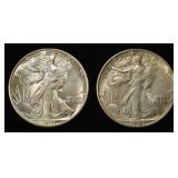 (2) 1941-D WALKING LIBERTY HALF DOLLARS XF/AU