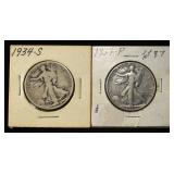1934-S & 1939-P WALKING LIBERTY HALF DOLLARS