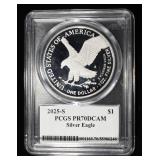 2025-S AMERICAN SILVER EAGLE PCGS PR70 DCAM