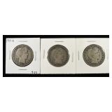 1908-D, 1911-S & 1915-D BARBER HALF DOLLARS