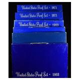 UNITED STATES PROOF SETS (2)1968, (2)1969, (2)1971