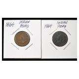 (2) 1864 INDIAN CENTS