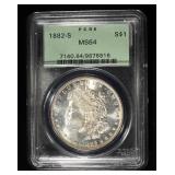 1882-S MORGAN DOLLAR PCGS MS64