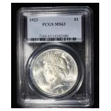 1923 PEACE DOLLAR PCGS MS63