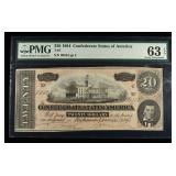 1864 $20 CONFEDERATE T-67 PMG CU-63 EPQ