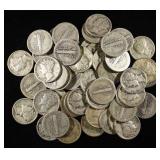 (50) 90% SILVER MERCURY DIMES