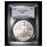 2004 AMERICAN SILVER EAGLE PCGS MS69