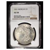 1921 MORGAN DOLLAR NGC AU58