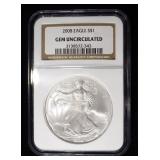 2008 AMERICAN SILVER EAGLE NGC GEM UNC