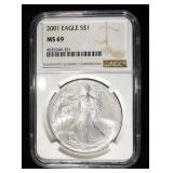 2001 AMERICAN SILVER EAGLE MS69