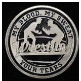 WRESTLING 1 OZ .999 SILVER ROUND