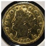 1908 'V' NICKEL GOLD PLATED AU/BU
