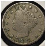 1891 'V' NICKEL XF