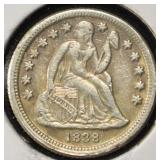 1838 SEATED LIBERTY DIME AU