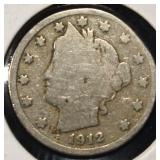 1912-S 'V' NICKEL VG/FINE