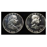 (2) 1960 90% SILVER FRANKLIN HALF DOLLARS PROOF BU
