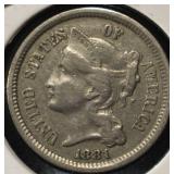 1881 3-CENT NICKEL XF
